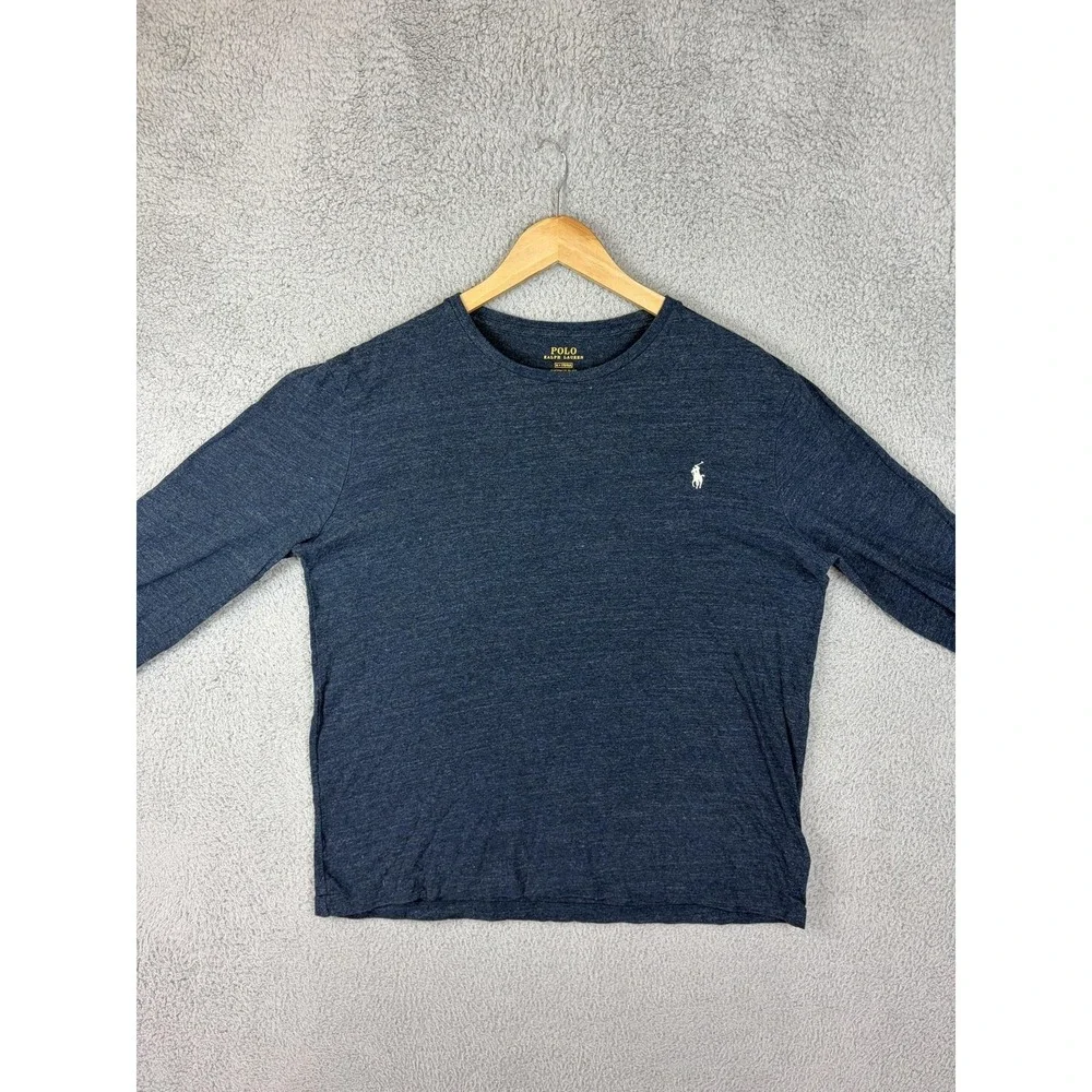 Polo Ralph Lauren Shirt Mens Medium Blue Long Sleeve Crewneck Custom Slim Fit